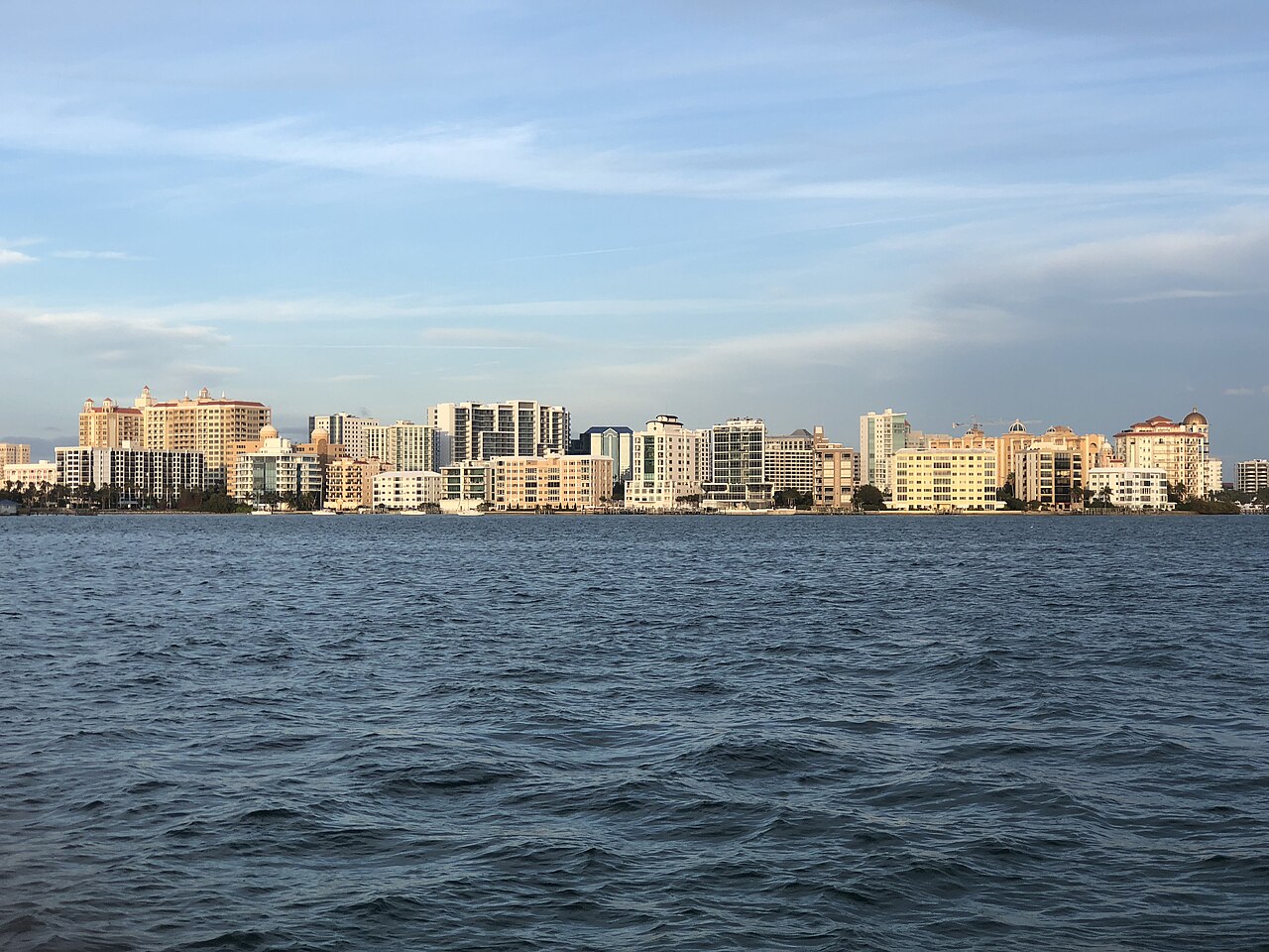 Sarasota skyline across the water from Bird Key Park
